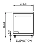 Arctic Air AUC27F 27.88'' 1 Door Counter Height Worktop Freezer with Side / Rear Breathing Compressor - 6.5 cu. ft.