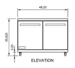 Arctic Air AUC48F 48.25'' 2 Door Counter Height Worktop Freezer with Side / Rear Breathing Compressor - 12.0 cu. ft.