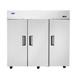 Atosa USA MBF8003GR 77.80'' Top Mounted 3 Section Solid Door Reach-In Freezer