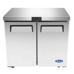 Atosa USA MGF36RGR 36.31'' 2 Section Undercounter Refrigerator with 2 Left/Right Hinged Solid Doors and Side / Rear Breathing Compressor