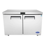 Atosa USA MGF8403GR 60.25'' 2 Section Undercounter Refrigerator with 2 Left/Right Hinged Solid Doors and Side / Rear Breathing Compressor