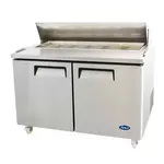 Atosa USA MSF8303GR 60.20'' 2 Door Counter Height Refrigerated Sandwich / Salad Prep Table with Standard Top