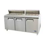 Atosa USA, Inc. Atosa USA MSF8308GR 72.69'' 3 Door Counter Height Mega Top Refrigerated Sandwich / Salad Prep Table