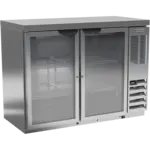 Beverage Air BB48HC-1-FG-S-27 Silver 2 Glass Door Refrigerated Back Bar Storage Cabinet, 115 Volts