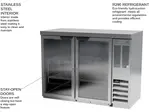Beverage Air BB48HC-1-FG-S-27 Silver 2 Glass Door Refrigerated Back Bar Storage Cabinet, 115 Volts