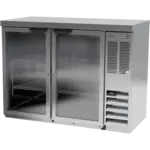 Beverage Air BB48HC-1-FG-S-27 Silver 2 Glass Door Refrigerated Back Bar Storage Cabinet, 115 Volts