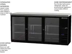 Beverage Air BB72HC-1-FG-B-27 Black 3 Glass Door Refrigerated Back Bar Storage Cabinet, 115 Volts