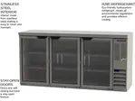 Beverage Air BB72HC-1-FG-S-27 Silver 3 Glass Door Refrigerated Back Bar Storage Cabinet, 115 Volts