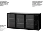 Beverage Air BB72HC-1-G-B Black 3 Glass Door Refrigerated Back Bar Storage Cabinet, 115 Volts