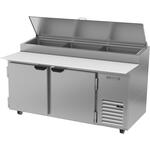 Beverage Air DP67HC 67'' 2 Door Counter Height Refrigerated Pizza Prep Table