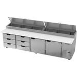 Beverage Air DPD119HC-6T 119'' 2 Door 6 Drawer Counter Height Refrigerated Pizza Prep Table