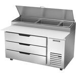 Beverage Air DPD60HC-3 60'' 3 Drawer Counter Height Refrigerated Pizza Prep Table