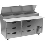 Beverage Air DPD67HC-6 67'' 6 Drawer Counter Height Refrigerated Pizza Prep Table