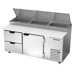 Beverage Air DPD72HC-2 72'' 1 Door 2 Drawer Counter Height Refrigerated Pizza Prep Table