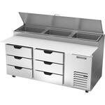 Beverage Air DPD72HC-6 72'' 6 Drawer Counter Height Refrigerated Pizza Prep Table