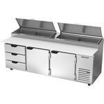 Beverage Air DPD93HC-3 93'' 2 Door 3 Drawer Counter Height Refrigerated Pizza Prep Table