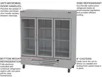 Beverage Air HBR72HC-1-G 75'' 72 cu. ft. Bottom Mounted 3 Section Glass Door Reach-In Refrigerator