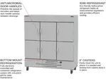 Beverage Air HBR72HC-1-HS 75'' 68.93 cu. ft. Bottom Mounted 3 Section Solid Half Door Reach-In Refrigerator