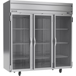 Beverage Air HF3HC-1G 78.00'' 69.1 cu. ft. Top Mounted 3 Section Glass Door Reach-In Freezer