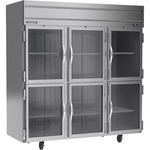 Beverage Air HF3HC-1HG 78.00'' 69.1 cu. ft. Top Mounted 3 Section Glass Door Reach-In Freezer