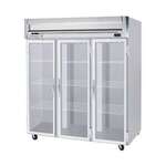 Beverage Air HFP3HC-1G 78.00'' 69.1 cu. ft. Top Mounted 3 Section Glass Door Reach-In Freezer