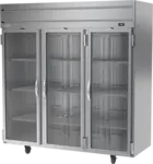 Beverage Air HFPS3HC-1G 78.00'' 69.1 cu. ft. Top Mounted 3 Section Glass Door Reach-In Freezer