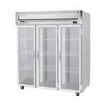 Beverage Air HRP3HC-1G 78.00'' 71.52 cu. ft. Top Mounted 3 Section Glass Door Reach-In Refrigerator