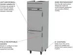 Beverage Air HRPS1HC-1HS 26'' 21.17 cu. ft. Bottom Mounted 1 Section Solid Half Door Reach-In Refrigerator