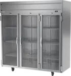 Beverage Air HRPS3HC-1G 78.00'' 71.52 cu. ft. Top Mounted 3 Section Glass Door Reach-In Refrigerator