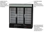 Beverage Air MMR72HC-1-B 75'' Black 3 Section Swing Refrigerated Glass Door Merchandiser