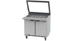 Beverage Air SPE36HC-15M-STL 36'' 2 Door Counter Height Mega Top Refrigerated Sandwich / Salad Prep Table