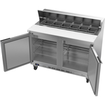 Beverage Air SPE48HC-12 48'' 2 Door Counter Height Refrigerated Sandwich / Salad Prep Table with Standard Top