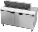 Beverage Air SPE60HC-12 60'' 2 Door Counter Height Refrigerated Sandwich / Salad Prep Table with Standard Top