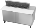 Beverage Air SPE60HC-12C 60'' 2 Door Counter Height Refrigerated Sandwich / Salad Prep Table with Cutting Top
