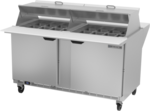 Beverage Air SPE60HC-24M-DS 60'' 2 Door Counter Height Mega Top Refrigerated Sandwich / Salad Prep Table