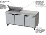 Beverage Air SPE72HC-08 72'' 3 Door Counter Height Refrigerated Sandwich / Salad Prep Table with Standard Top