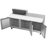 Beverage Air SPE72HC-08C 72'' 3 Door Counter Height Refrigerated Sandwich / Salad Prep Table with Cutting Top