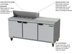 Beverage Air SPE72HC-10 72'' 3 Door Counter Height Refrigerated Sandwich / Salad Prep Table with Standard Top