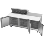 Beverage Air SPE72HC-10C 72'' 3 Door Counter Height Refrigerated Sandwich / Salad Prep Table with Cutting Top
