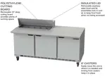 Beverage Air SPE72HC-10C 72'' 3 Door Counter Height Refrigerated Sandwich / Salad Prep Table with Cutting Top