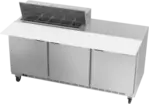 Beverage Air SPE72HC-10C 72'' 3 Door Counter Height Refrigerated Sandwich / Salad Prep Table with Cutting Top