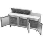 Beverage Air SPE72HC-12 72'' 3 Door Counter Height Refrigerated Sandwich / Salad Prep Table with Standard Top