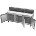 Beverage Air SPE72HC-18 72'' 3 Door Counter Height Refrigerated Sandwich / Salad Prep Table with Standard Top