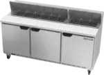 Beverage Air SPE72HC-18 72'' 3 Door Counter Height Refrigerated Sandwich / Salad Prep Table with Standard Top