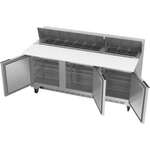 Beverage Air SPE72HC-18C 72'' 3 Door Counter Height Refrigerated Sandwich / Salad Prep Table with Cutting Top