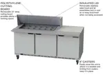 Beverage Air SPE72HC-18M 72'' 3 Door Counter Height Mega Top Refrigerated Sandwich / Salad Prep Table
