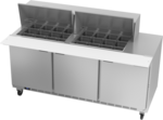 Beverage Air SPE72HC-24M 72'' 3 Door Counter Height Mega Top Refrigerated Sandwich / Salad Prep Table