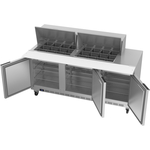Beverage Air SPE72HC-24M 72'' 3 Door Counter Height Mega Top Refrigerated Sandwich / Salad Prep Table