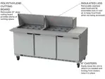 Beverage Air SPE72HC-24M 72'' 3 Door Counter Height Mega Top Refrigerated Sandwich / Salad Prep Table