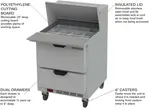 Beverage Air SPED27HC-12M-B 27'' 2 Drawer Counter Height Mega Top Refrigerated Sandwich / Salad Prep Table